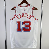 23-24 ROCKETS HARDEN #13 White City Edition Home Top Quality Hot Pressing NBA Jersey