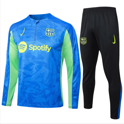 Kids Barcelona Training Suit Green - Blue 2024/25