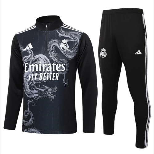 Kids Real Madrid Training Suit Black Dragon 2024/25