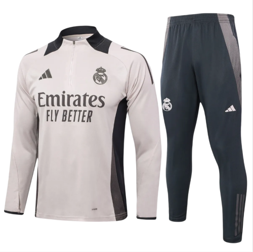 Kids Real Madrid Training Suit Light Grey 2024/25