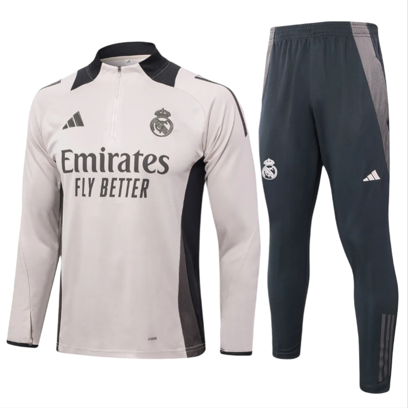 Kids Real Madrid Training Suit Light Grey 2024/25