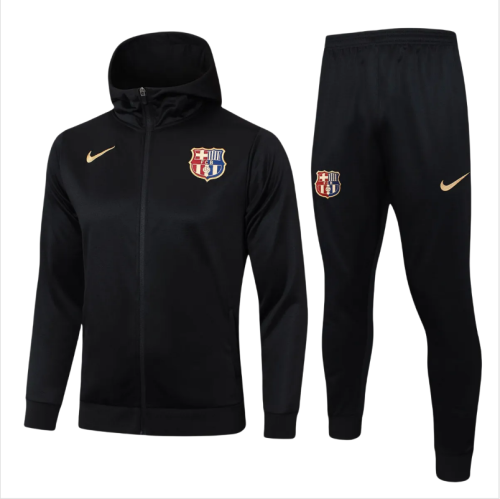 Kids Barcelona Hoodie Jacket + Pants Training Suit Black 2024/25