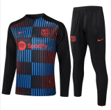 Kids Barcelona Training Suit Black Vertical Stripes 2024/25