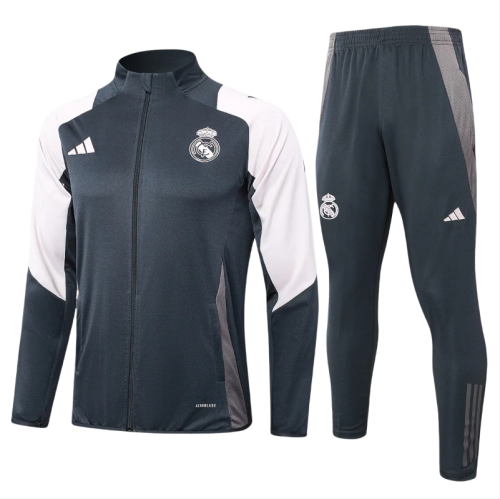 Kids Real Madrid Jacket + Pants Training Suit Grey 2024/25