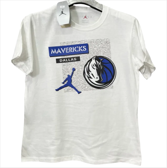 T199 Dallas Mavericks Jordan White High Quality Casual T-Shirt