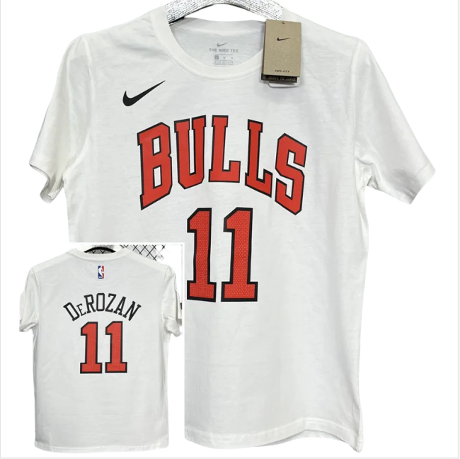 T169 BULLS DEROZAN #11 White High Quality Casual T-Shirt