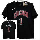 T160 BULLS ROSE #1 Black High Quality Casual T-Shirt