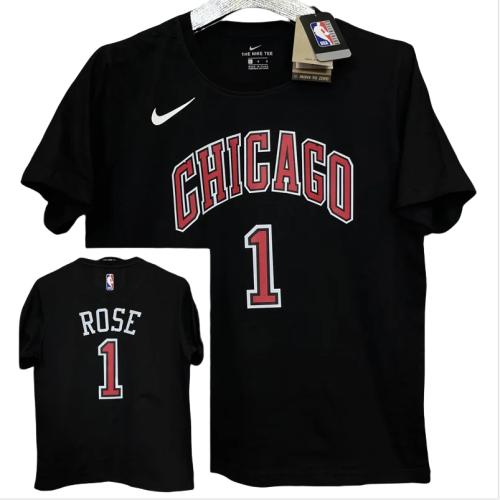 T160 BULLS ROSE #1 Black High Quality Casual T-Shirt