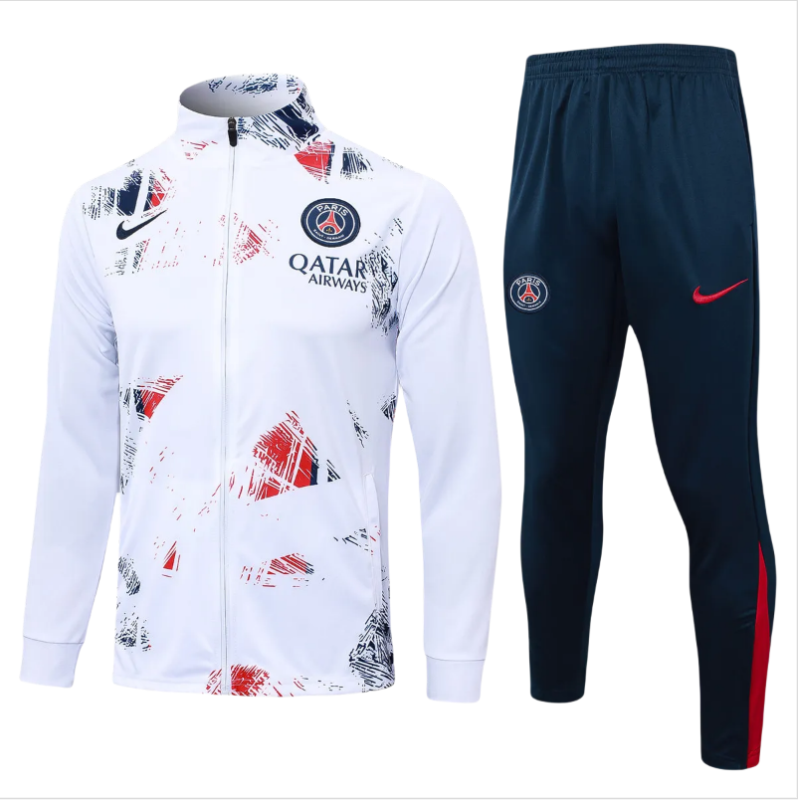 Kids PSG Jacket + Pants Training Suit White 2024/25