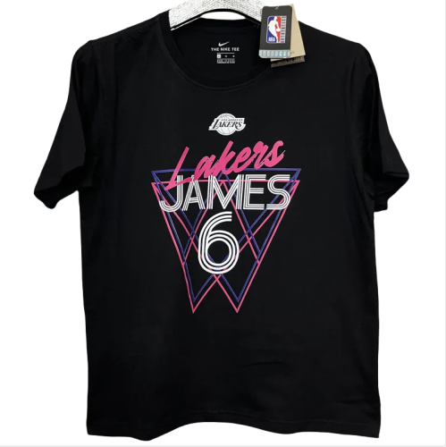 T163 Lakers JAMES #6 Black High Quality Casual T-Shirt