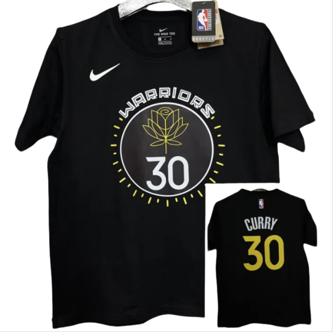 T177 Warriors CURRY #30 Black High Quality Casual T-Shirt