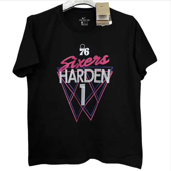 T162 76ERS HARDEN #1 Black High Quality Casual T-Shirt