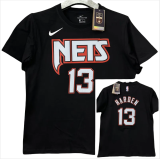 T202 Nets HARDEN #13 Black High Quality Casual T-Shirt