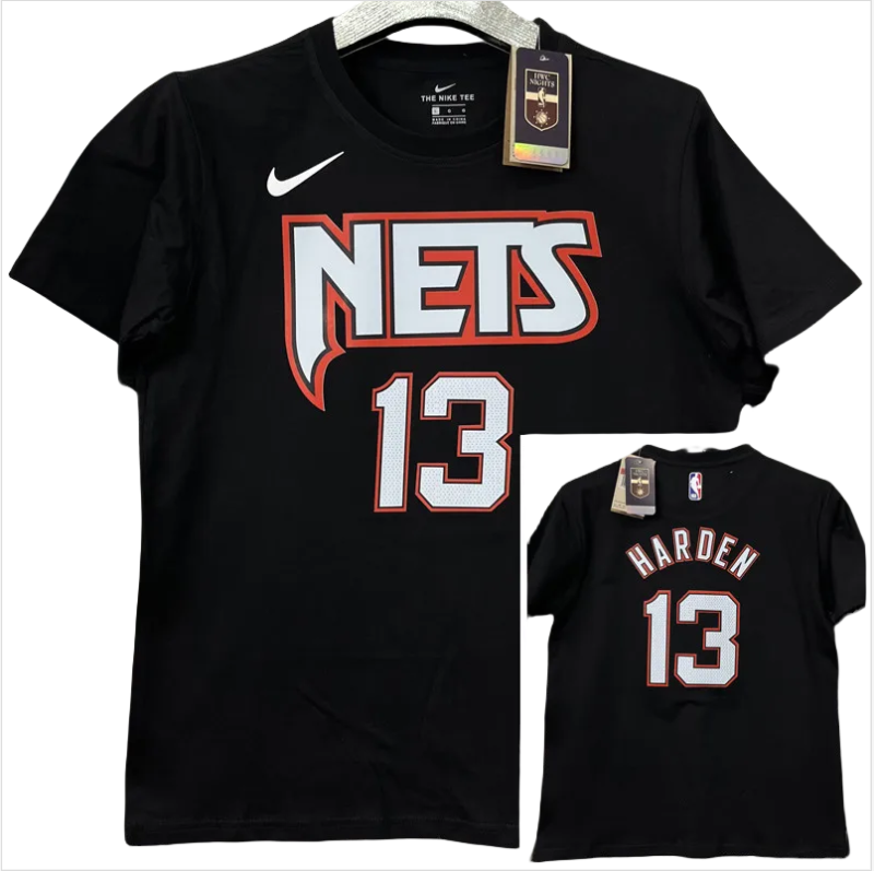 T202 Nets HARDEN #13 Black High Quality Casual T-Shirt