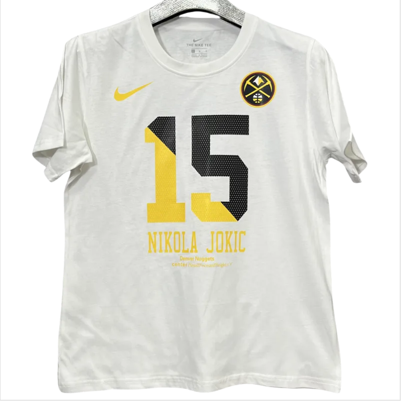 T186 Nuggets JOKIC #15 White High Quality Casual T-Shirt