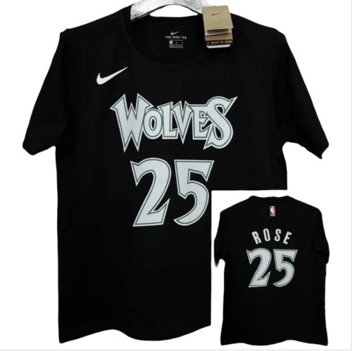 T178 Wolves ROSE #25 Black High Quality Casual T-Shirt