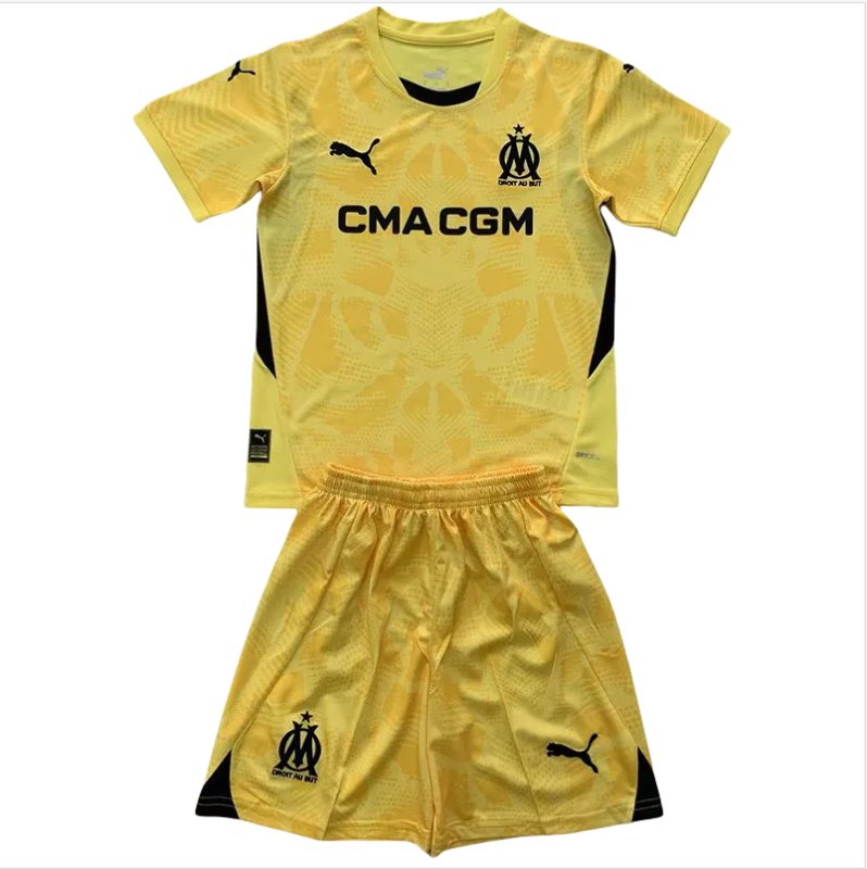 24-25 Marseille Yellow GoalKeeper Kids Soccer Jersey