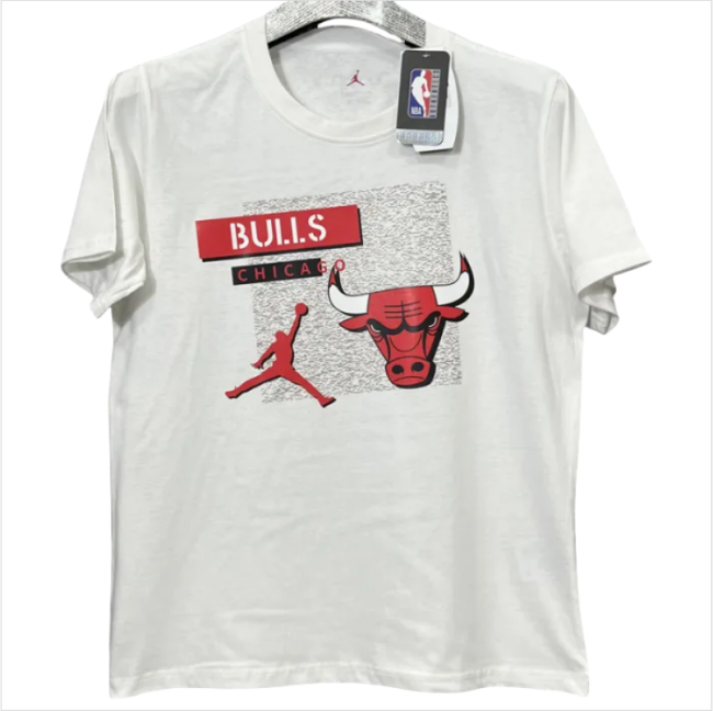 T195 Bulls Jordan White High Quality Casual T-Shirt