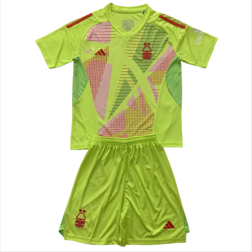 24-25 Nottingham Forest Fluorescent Yellow GoalKeeper Kids Soccer Jersey