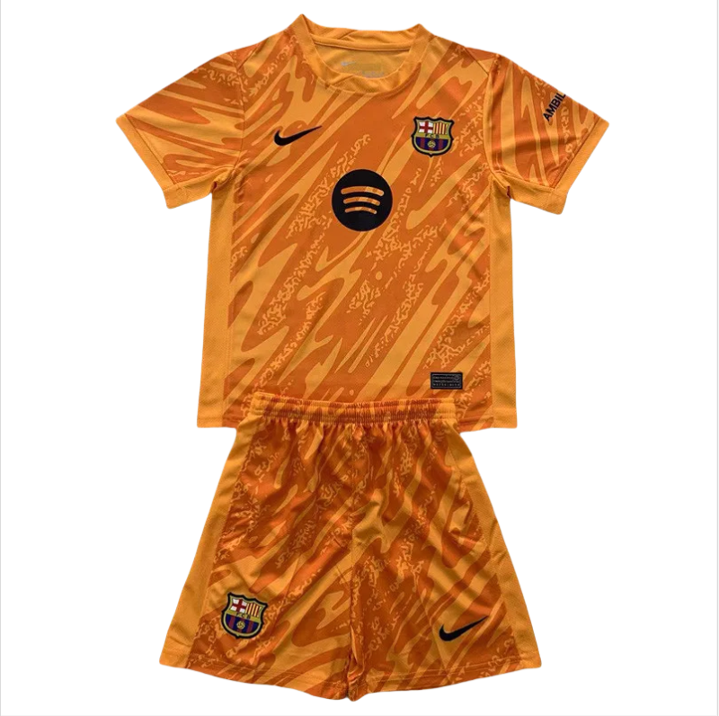 24-25  Barcelona Orange Goalkeeper Kids Soccer Jersey