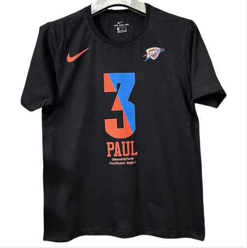 T189 OKC PAUL #3 Black High Quality Casual T-Shirt