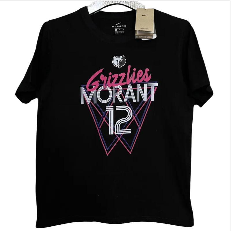 T165 Grizzlies MORANT #12 Black High Quality Casual T-Shirt
