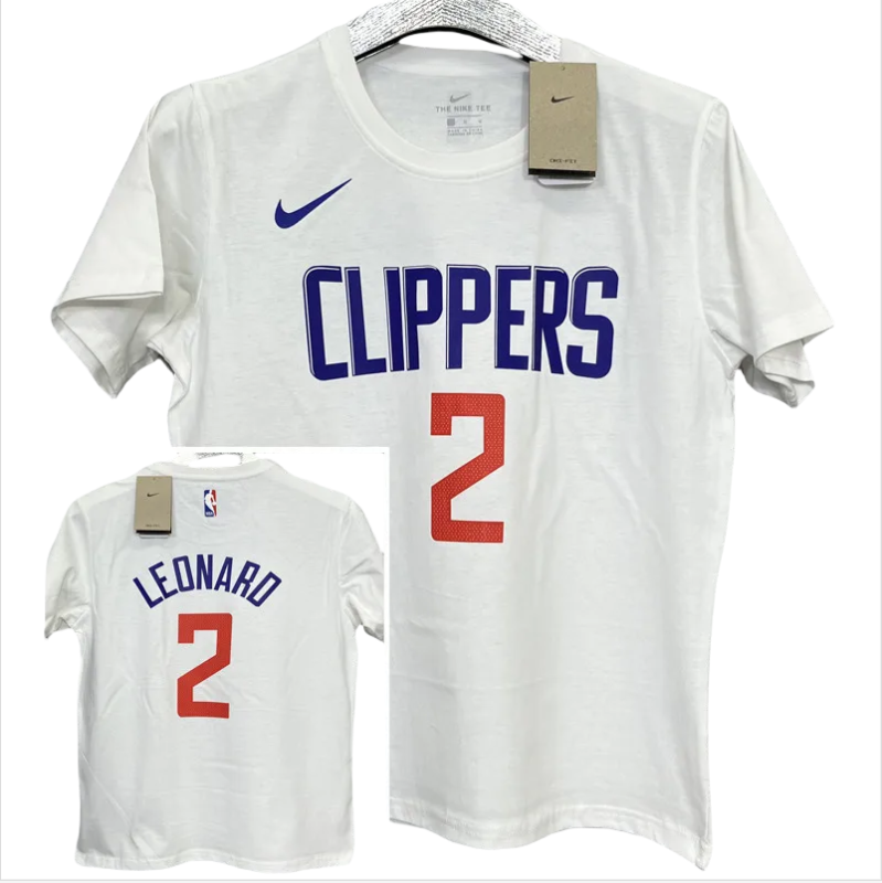 T172 Clippers LEONARD #2 White High Quality Casual T-Shirt