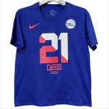 T192 76ERS EMBIID #21 Blue High Quality Casual T-Shirt