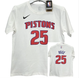 T180 Pistons ROSE #25 White High Quality Casual T-Shirt