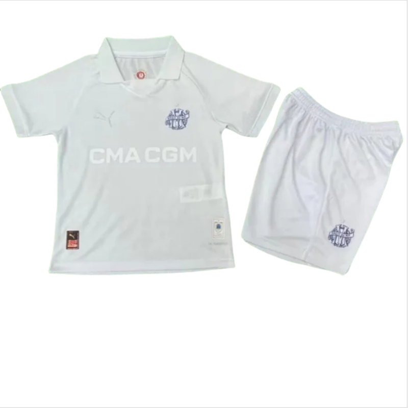 24-25 Marseille White 125th Anniversary Kids Player Version Soccer Jersey
