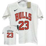 T170 BULLS JORDAN #23 White High Quality Casual T-Shirt