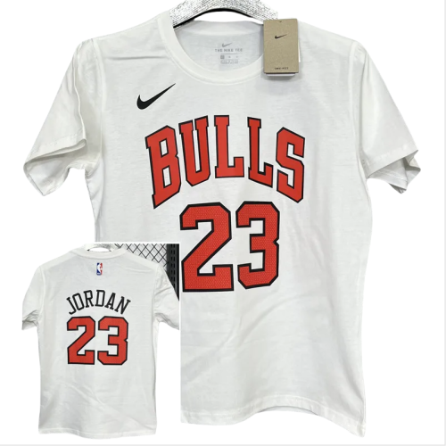 T170 BULLS JORDAN #23 White High Quality Casual T-Shirt