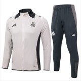Kids Real Madrid Jacket + Pants Training Suit Light Grey 2024/25