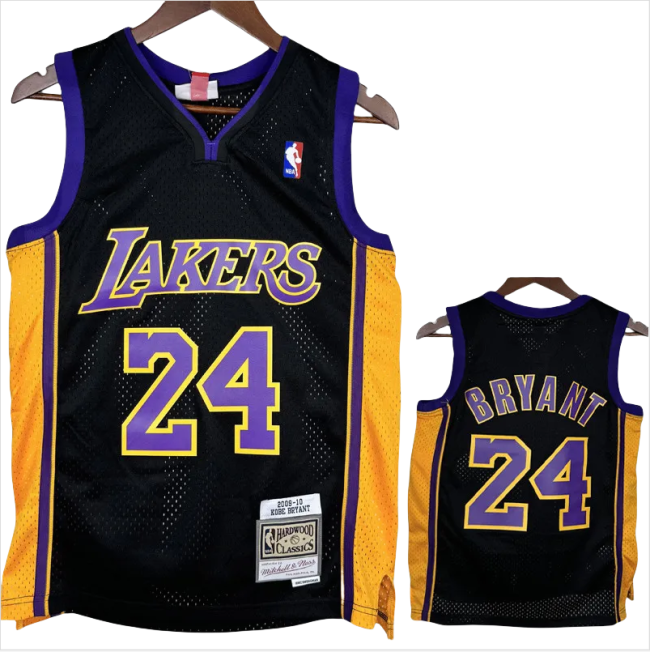 2009-2010 LAKERS BRYANT #24 Black Retro Top Quality Hot Pressing NBA Jersey
