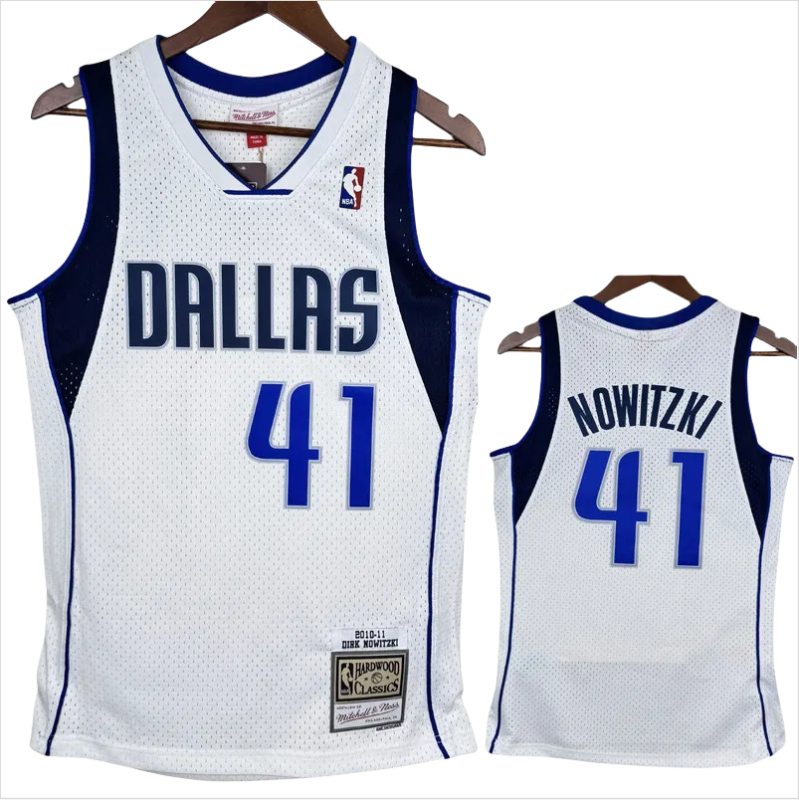 2010-2011 Dallas Mavericks NOWITZKI #41 White Retro Top Quality Hot Pressing NBA Jersey