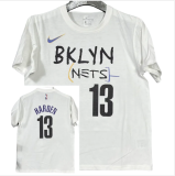 T251 Nets HARDEN #13 White High Quality Casual T-Shirt
