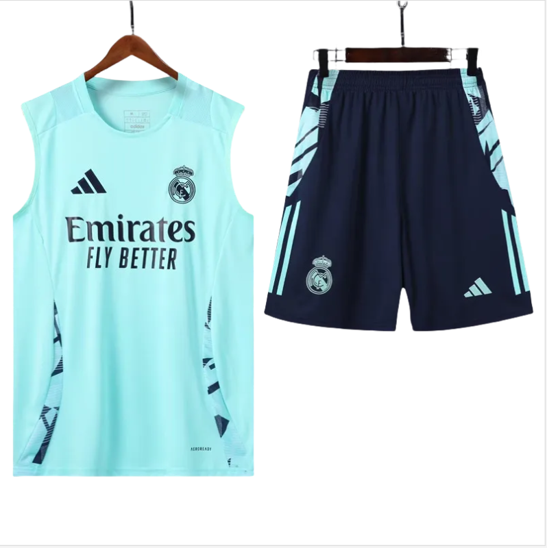 24-25 Real Madrid Light green Vest Short traning suit