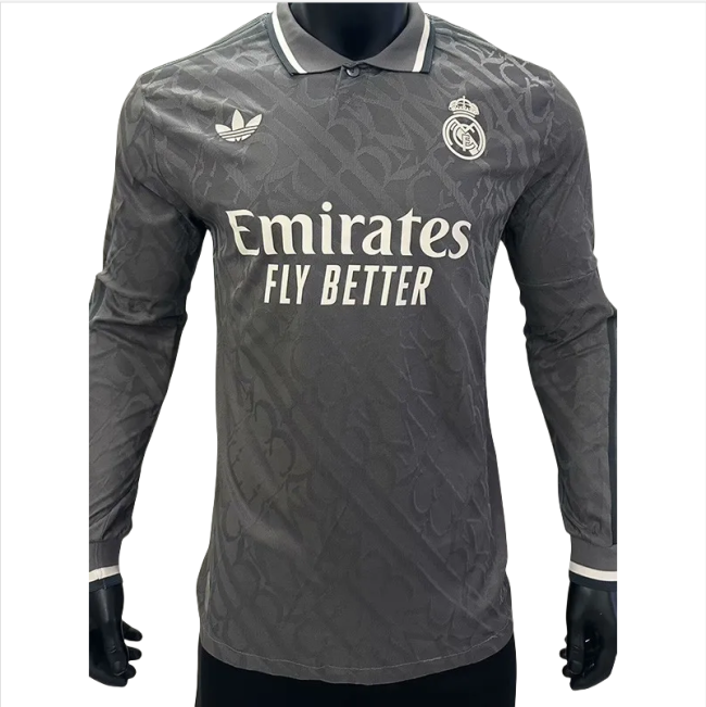 24-25 Mens Real Madrid  Third Long Sleeve Player Version Soccer Jersey