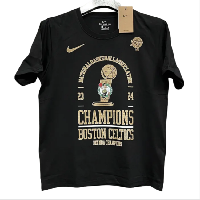 T278 Celtics Champions Black High Quality Casual T-Shirt