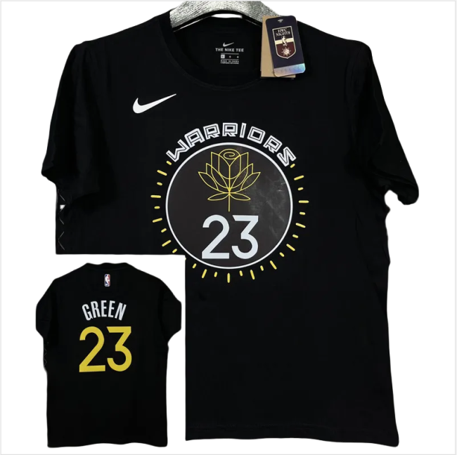 T223 WARRIORS GREEN #23 Black High Quality Casual T-Shirt