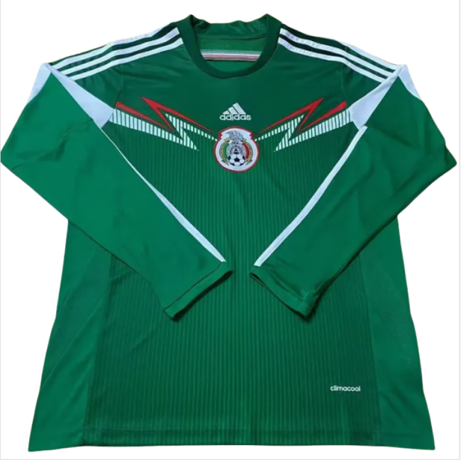 2014 Mexico Home Long Sleeve Retro Soccer Jersey