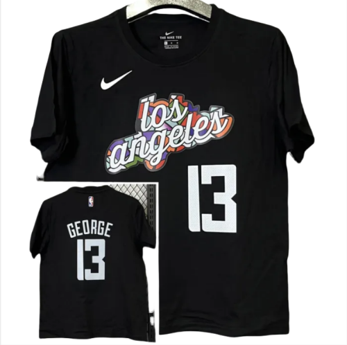 T263 Clippers GEORGE #13 Black High Quality Casual T-Shirt
