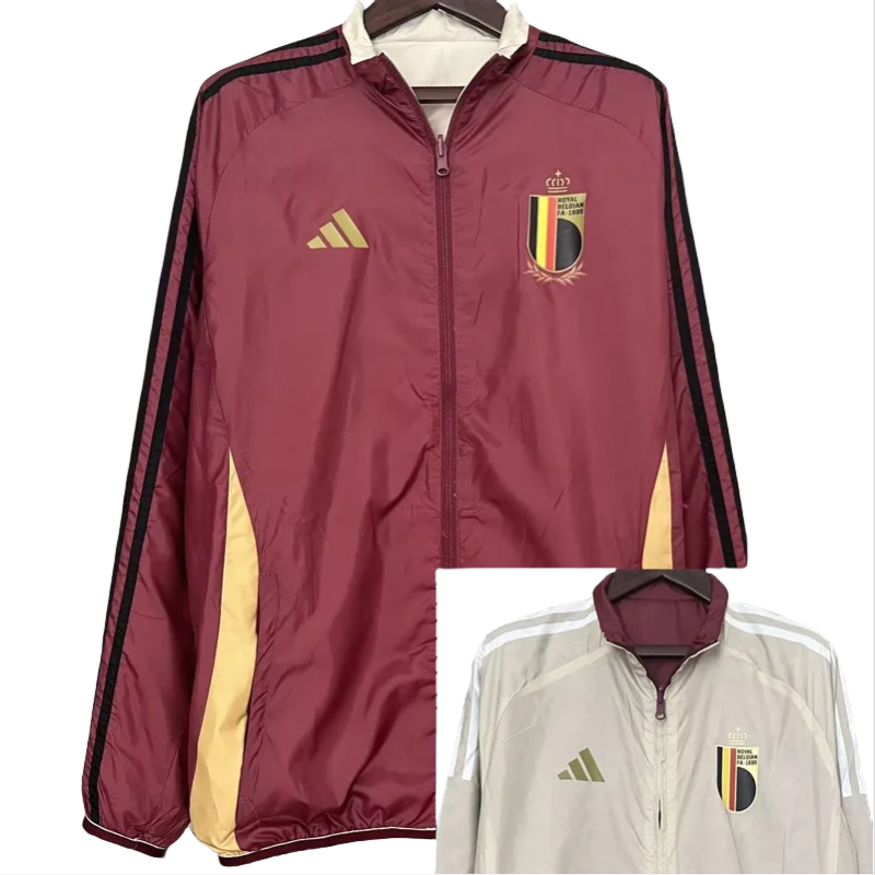 24-25 Belgium Red & Khaki Double Sided Windbreaker