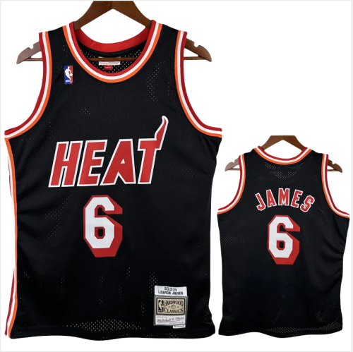 2013-2014 HEAT JAMES #6 Black Retro Top Quality Hot Pressin g NBA Jersey