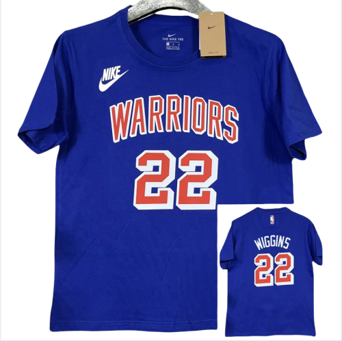 T228 WARRIORS WIGGINS #22 Blue High Quality Casual T-Shirt