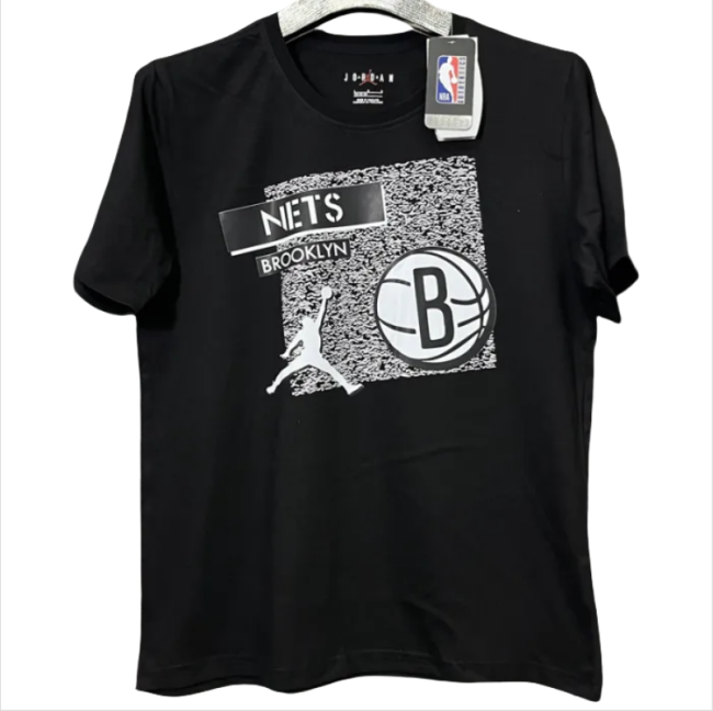 T198 Nets Jordan Black High Quality Casual T-Shirt