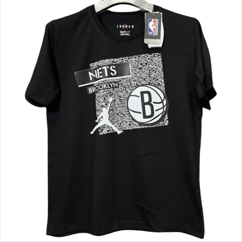 T198 Nets Jordan Black High Quality Casual T-Shirt