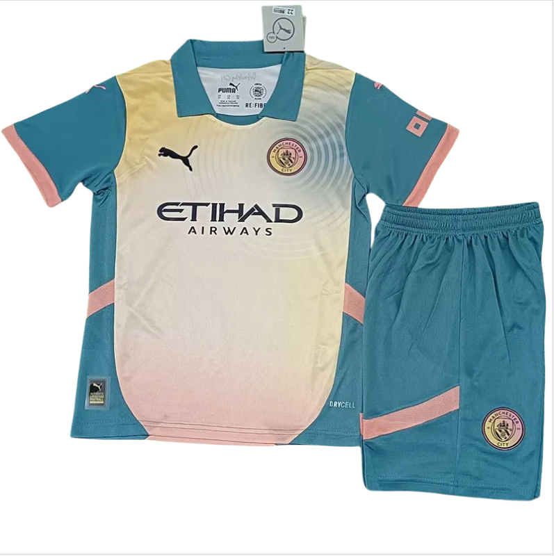 24-25 Man City Fourth Kids Soccer Jersey