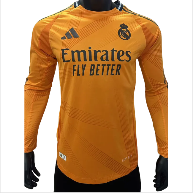 24-25 Mens Real Madrid Away Long Sleeve Player Version Soccer Jersey