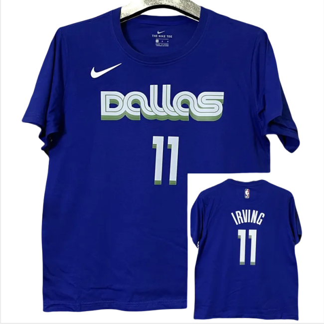 T264 Dallas Mavericks IRVING #11 Blue High Quality Casual T-Shirt